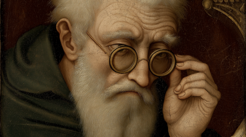 Retrato antiguo de especialista en optometría